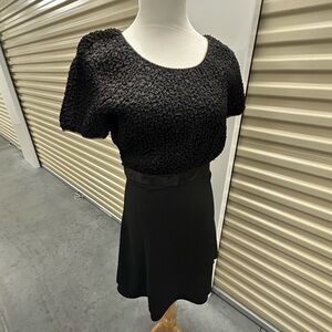 Vintage Elegant Black Textured Dress